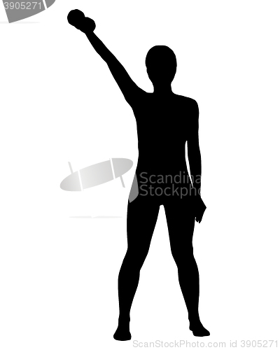 Image of Silhouette of woman doing exercises