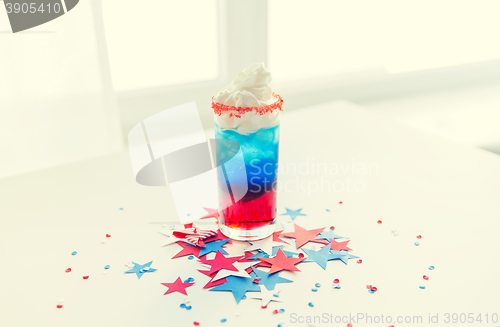 Image of glass of drink on american independence day party