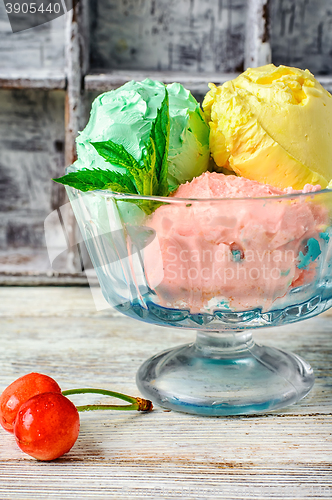 Image of Bowl with fruit ice cream