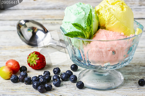 Image of Bowl with fruit ice cream