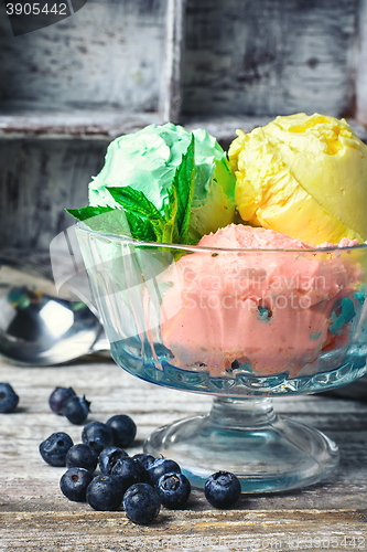 Image of Bowl with fruit ice cream