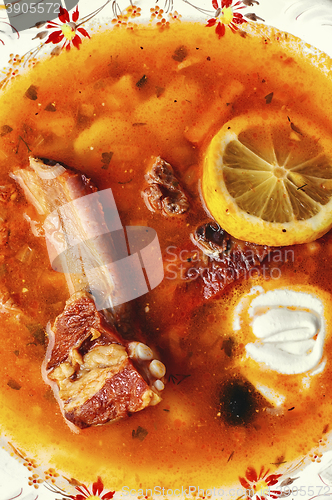 Image of Plate with soup of Ukrainian