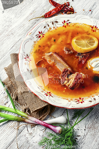 Image of Plate with soup of Ukrainian
