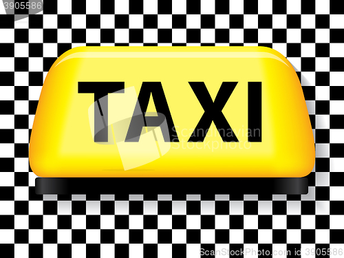 Image of Taxi sign with checkered background