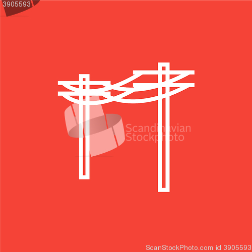 Image of High voltage power lines line icon.