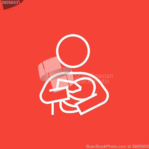 Image of Woman nursing baby line icon.