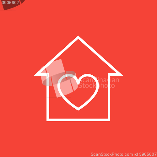 Image of House with heart symbol line icon.