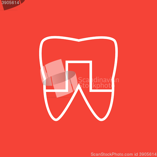 Image of Crowned tooth line icon.