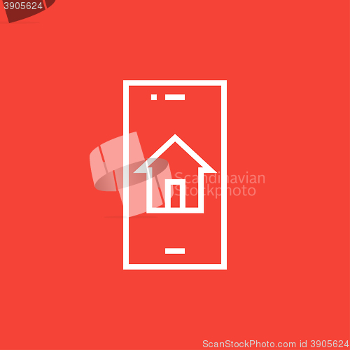 Image of Property search on mobile device line icon.