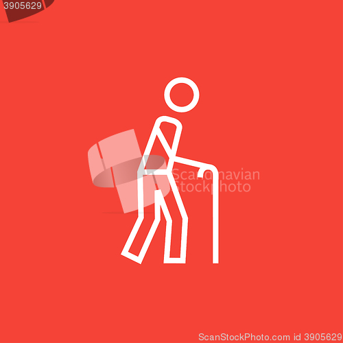 Image of Man with cane line icon.