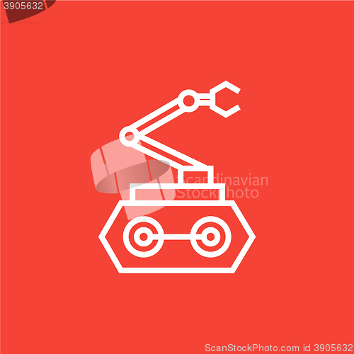 Image of Industrial mechanical robot arm line icon.