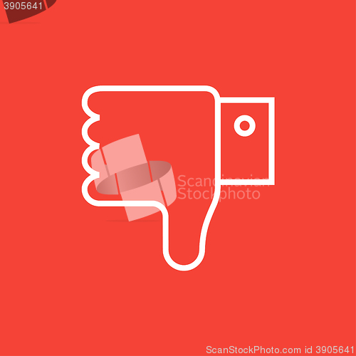 Image of Thumb down hand sign line icon.