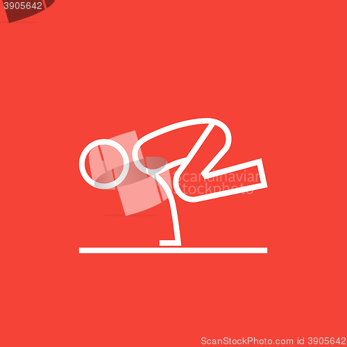 Image of Man practicing yoga line icon.