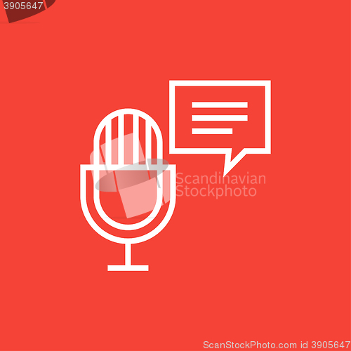 Image of Microphone with speech square line icon.