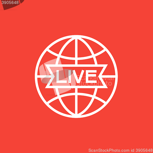 Image of Globe with live sign line icon.