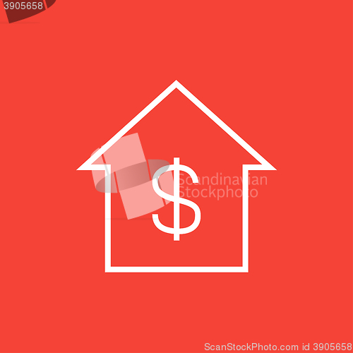 Image of House with dollar symbol line icon.