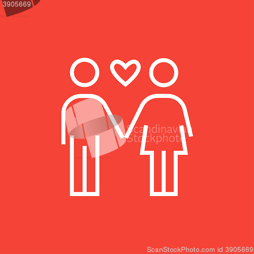 Image of Couple in love line icon.