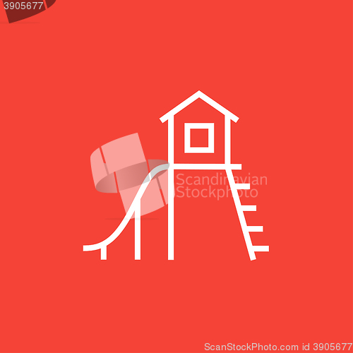 Image of Playhouse with slide line icon.