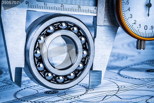 Image of Ball bearings and Metal vernier caliper