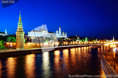 Image of Moscow, night view of the Kremlin.