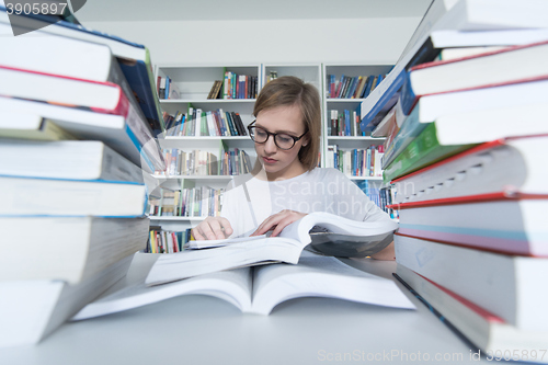 Image of student study in library