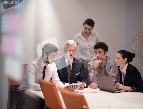 Image of business people group on meeting at modern startup office