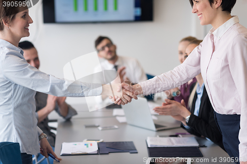 Image of business womans handshake