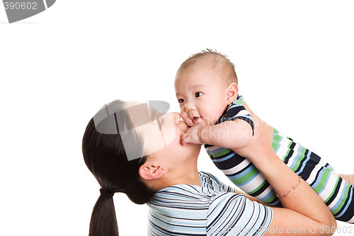 Image of Asian mother and son