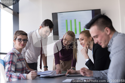 Image of startup business team on meeting at modern office