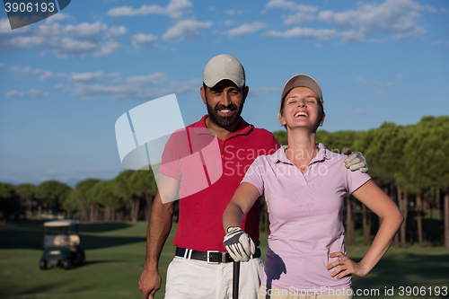 Image of portrait of couple on golf course