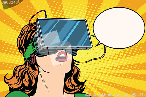 Image of Retro girl with glasses virtual reality