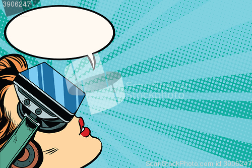 Image of Retro girl with glasses virtual reality