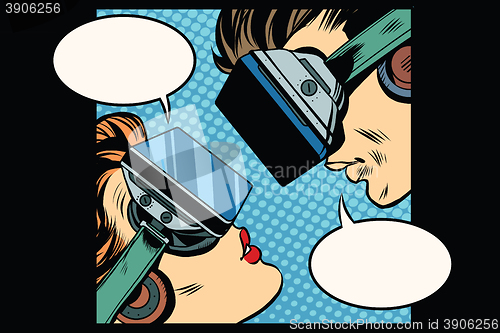Image of Virtual love man woman vr glasses