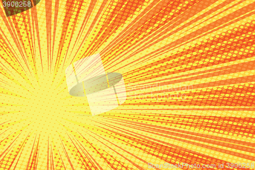 Image of Red yellow retro rays vector background