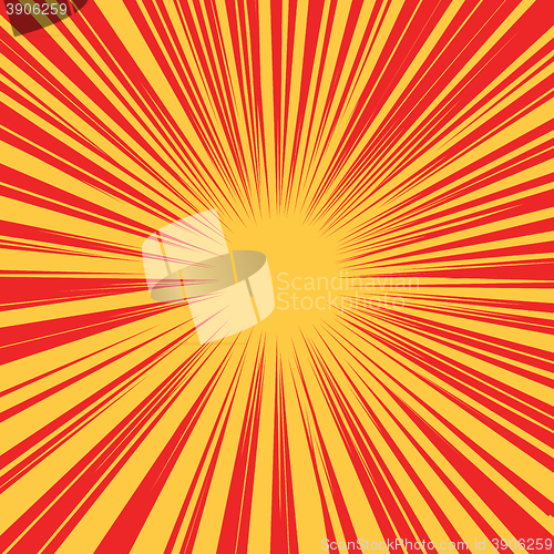 Image of Red yellow retro rays vector background