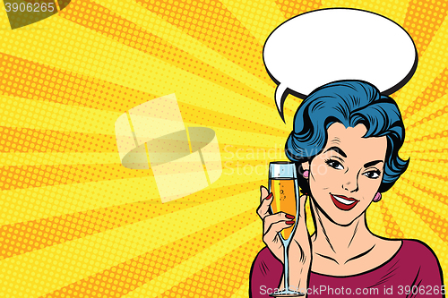 Image of Toast girl party yellow retro background