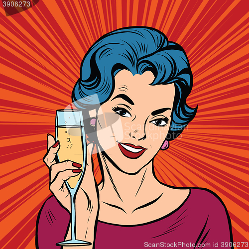 Image of Toast girl party red retro background