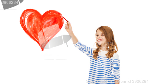 Image of girl drawing big red heart in the air
