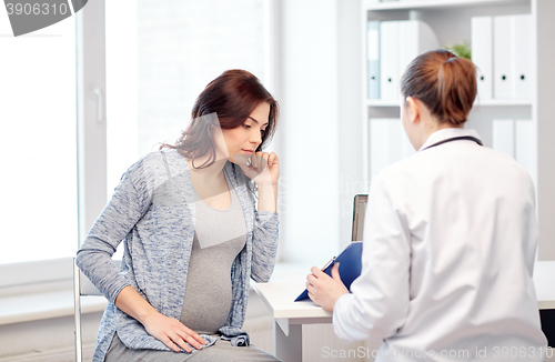 Image of gynecologist doctor and pregnant woman at hospital