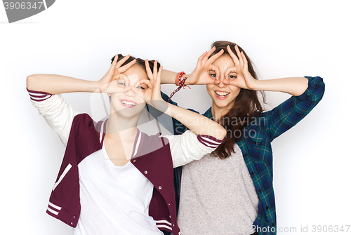 Image of happy smiling pretty teenage girls having fun