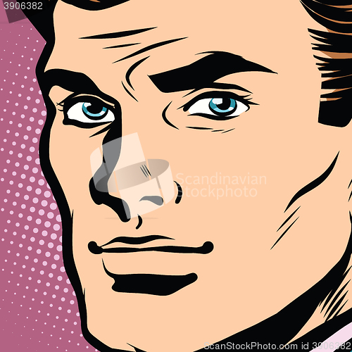 Image of Male face profile close-up pop art