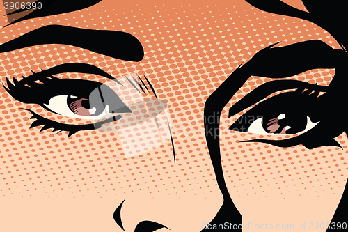 Image of Brown eyes retro woman pop art