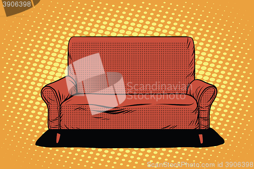 Image of Red sofa then art retro vector