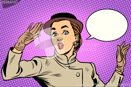 Image of Surprised retro lady
