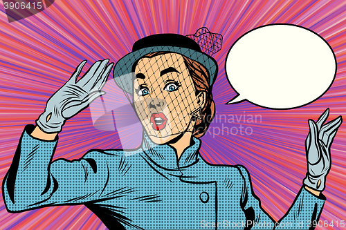 Image of Surprised retro veil lady