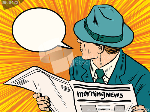 Image of Newspaper reader reaction pop art