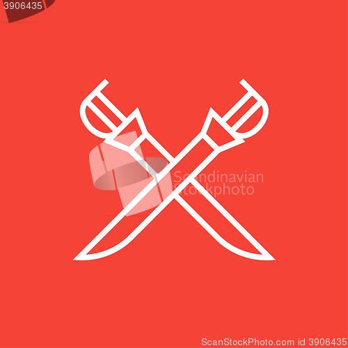 Image of Crossed saber line icon.