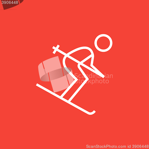 Image of Downhill skiing line icon.