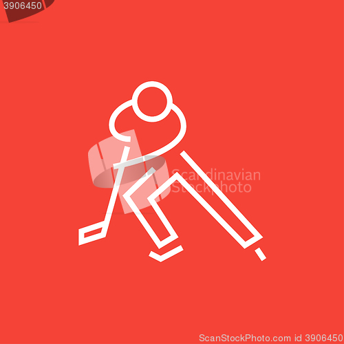 Image of Hockey player line icon.