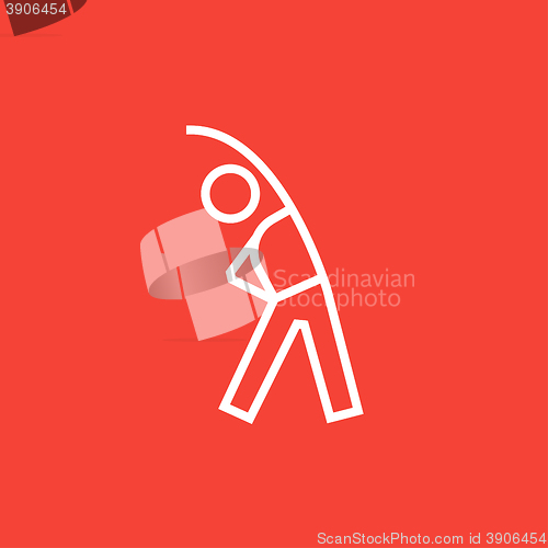 Image of Man making exercises line icon.